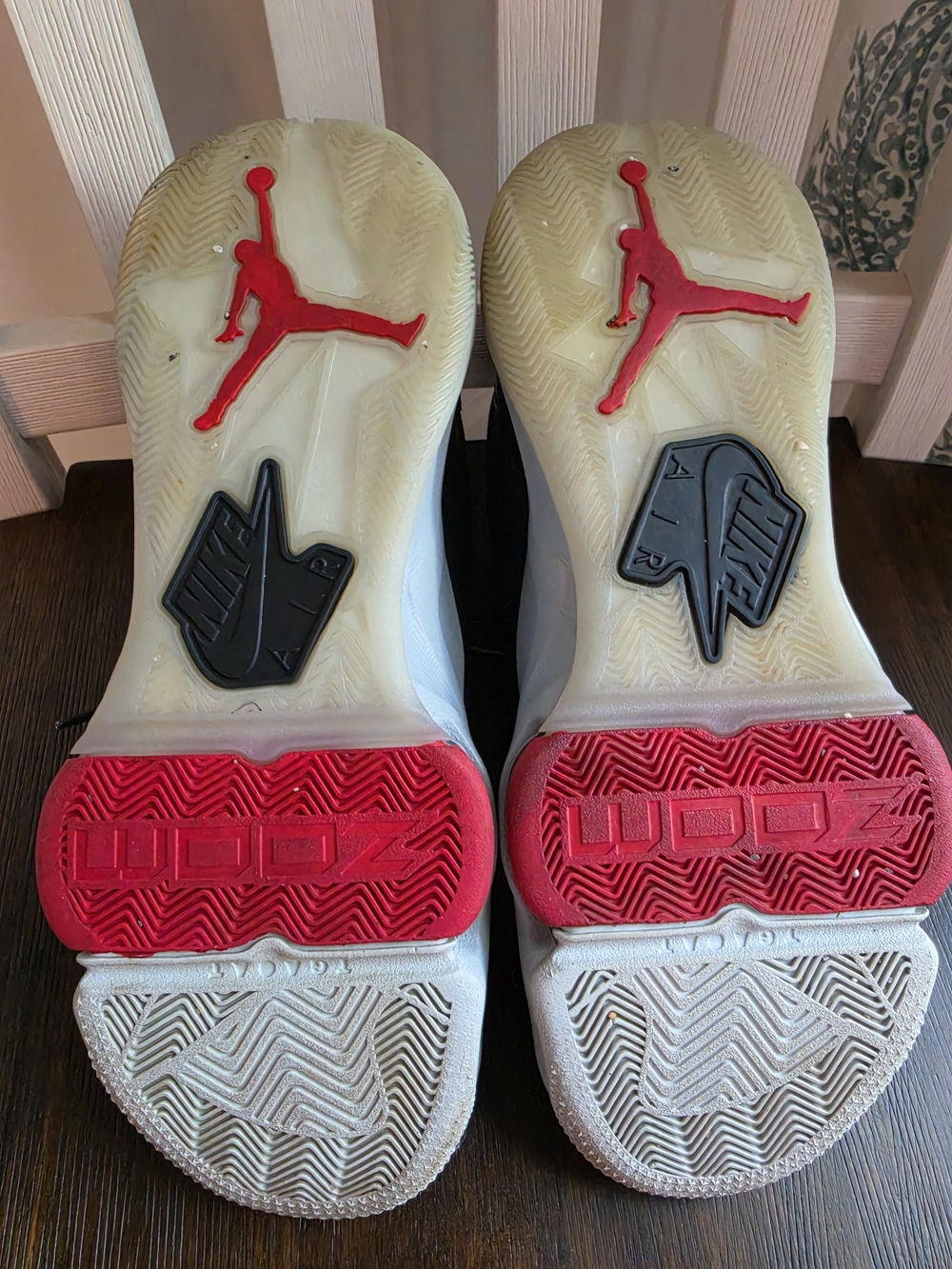 Air Jordan Men's Black and Gray Sneakers with Red Accent - Picture 5 of 6